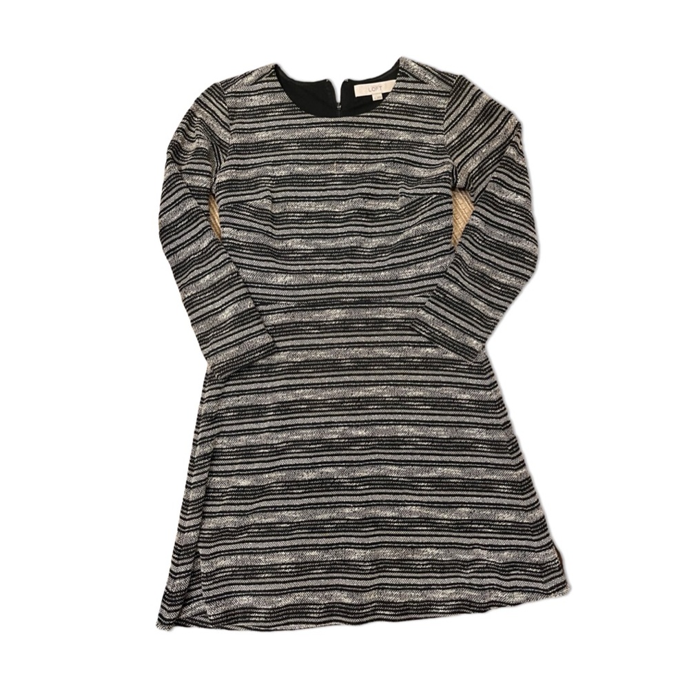 LOFT fit and flare dress with 3/4 length sleeves | size 0